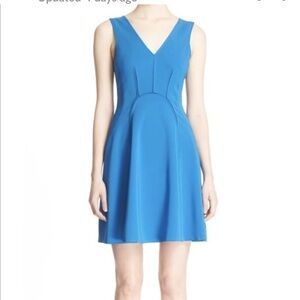 Rebecca Taylor Sleeveless Blue Fit and Flare Dress, Sz 12 anchor $395 nwt